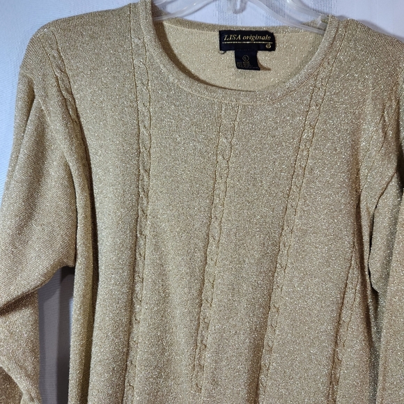 LISA ORIGINALS GOLD LONGSLEEVE PULLOVER SWEATER SIZE LARGE - Picture 2 of 13